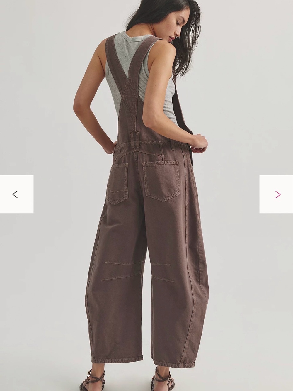 Free People We The Free Good Luck Barrel Overalls Small : Chocolate Mousse NWT - Picture 3 of 7